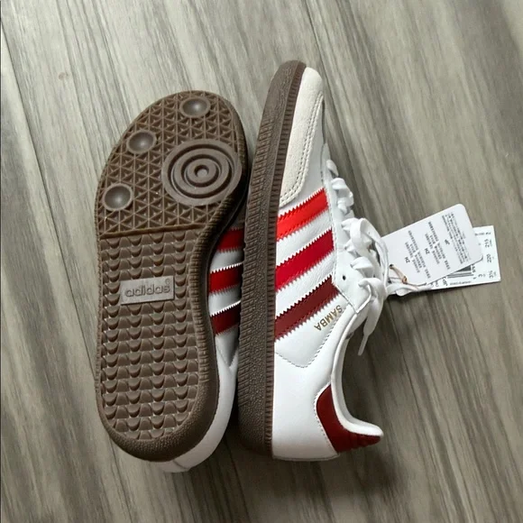 adidas Samba White Sneakers with Red Stripes - Picture 6 of 8